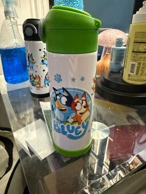 Bluey Stainless Steel Kids Water Bottle with Green Lid